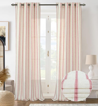 DriftAway Farmhouse Vertical Striped Linen Blend Textured Light Filtering Semi by DriftAway