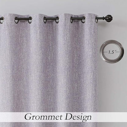 Lavender Solid Full Blackout Curtain Heavy Linen Texture Window Treatment - Image 3