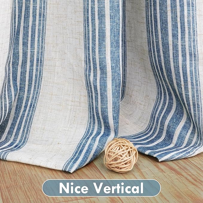 DriftAway Farmhouse Vertical Striped Linen Blend Textured Light Filtering Semi - Image 5