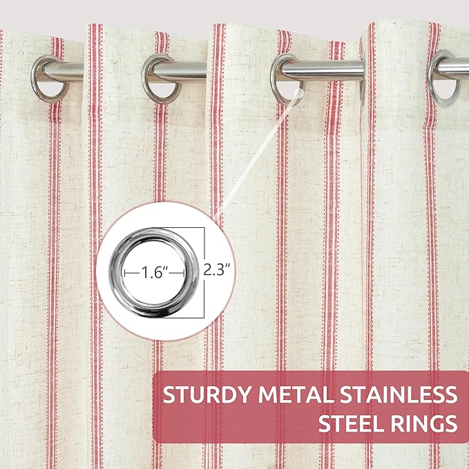 DriftAway Farmhouse Vertical Striped Linen Blend Textured Light Filtering Semi - Image 2