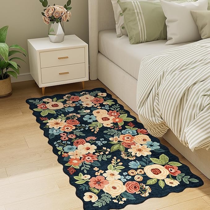 DUKINO 2x4 Washable Runner Rugs, Non Slip Floral Print Entryway Rug - Image 4