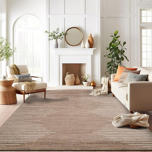Rugshop Bohemian Stripe Stain Resistant High Traffic Living Room Kitchen by Rugshop