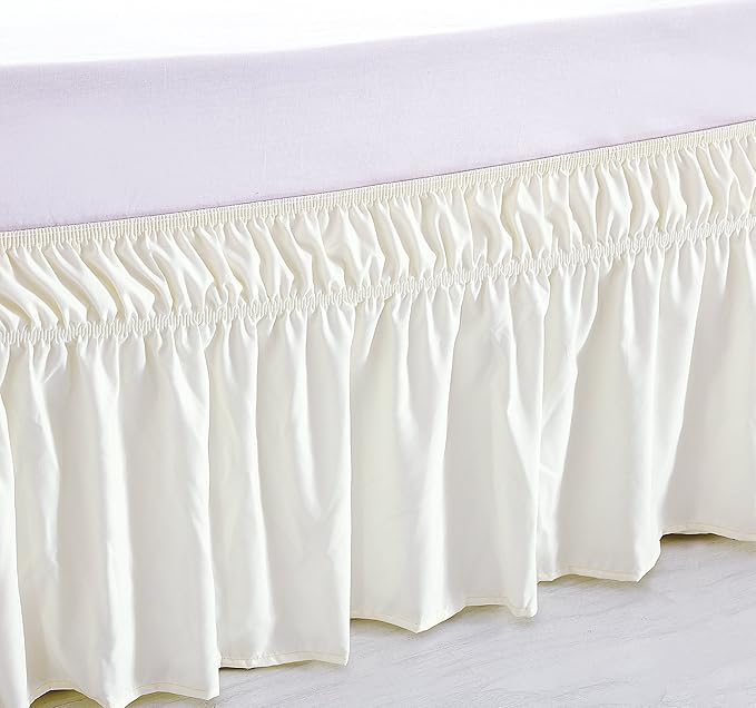 MEILA Wrap Around Bed Skirt Three Fabric Sides Elastic Dust Ruffled 24 Inch - Image 3