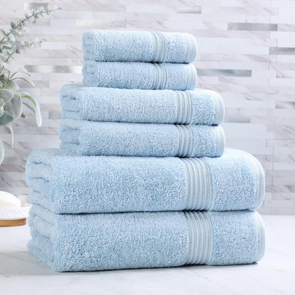 superior egyptian cotton 6-piece towel set, bathroom essentials shown in use