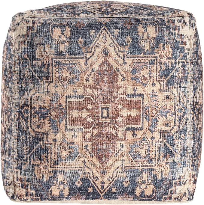 L. R. Resources, Inc. LR Home Vintage Medallion Square Indoor Medium Pouf - Image 6