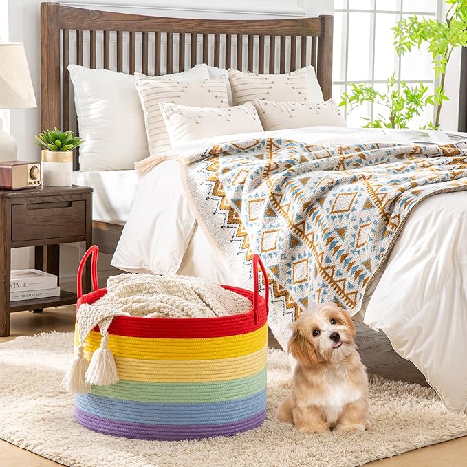 KAKAMAY Large Blanket Basket, Woven Baskets - Image 6