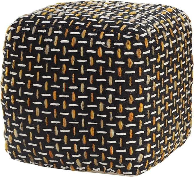 L. R. Resources, Inc. LR Home Hand-Woven Black/Gold/White Geometric Square - Image 5