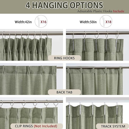 RAIN CITY Sage Green Sheer Curtains Pinch Pleated, Back Tab - Image 3