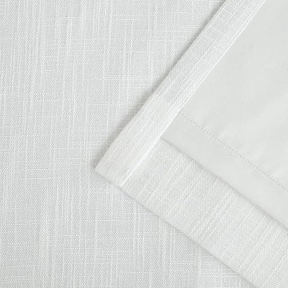 White Full Blackout Curtain Panel Rayon Blend Heavy Linen Texture Window - Image 5