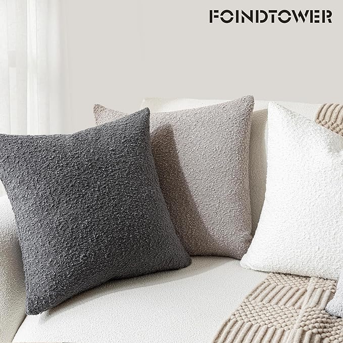 Foindtower Decorative Textured Boucle Throw Pillow Covers Accent Solid Pillow - Image 6