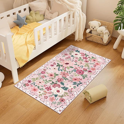 DUKINO 2x5 Runner Rug for Hallway, Washable Kitchen Floral Runner Rug - Image 2