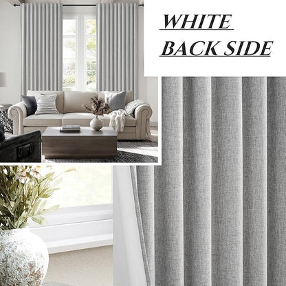 Gray Blackout Curtains 70 Inches Extra Wide Linen Curtains 96 Inch Length - Image 8