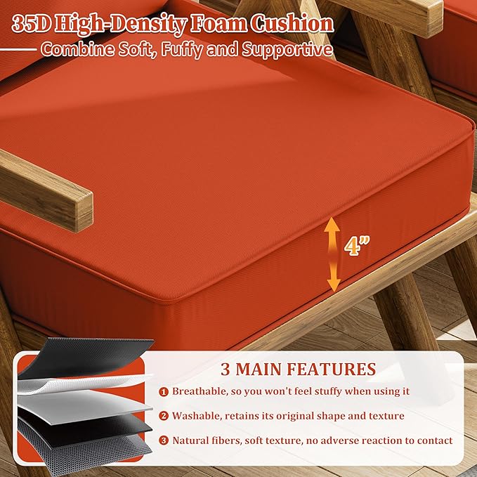 Outdoor Seat Cushion Set 22 L × 24 W × 5 H Inch Waterproof & Fade Resistant - Image 3