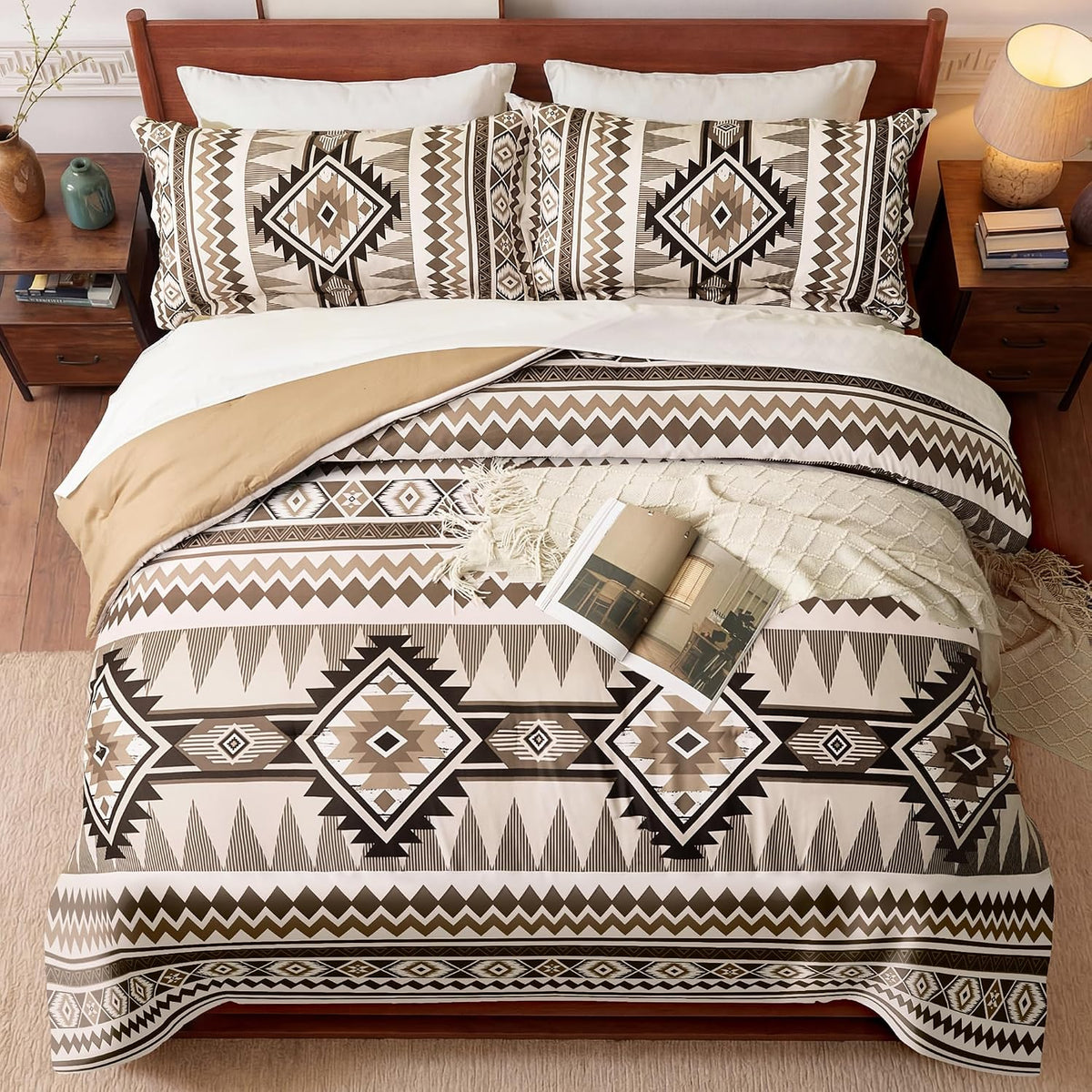 tyrot brown king size comforter set – 3 shown in use