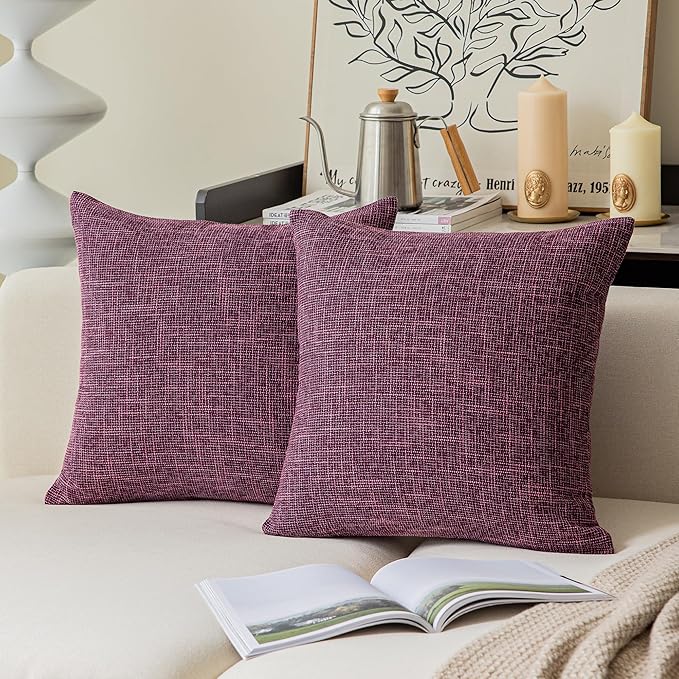 Kevin Textile Faux Linen Square 2 Tone Woven Throw Pillow Sham Cushion Case by KevinTextile