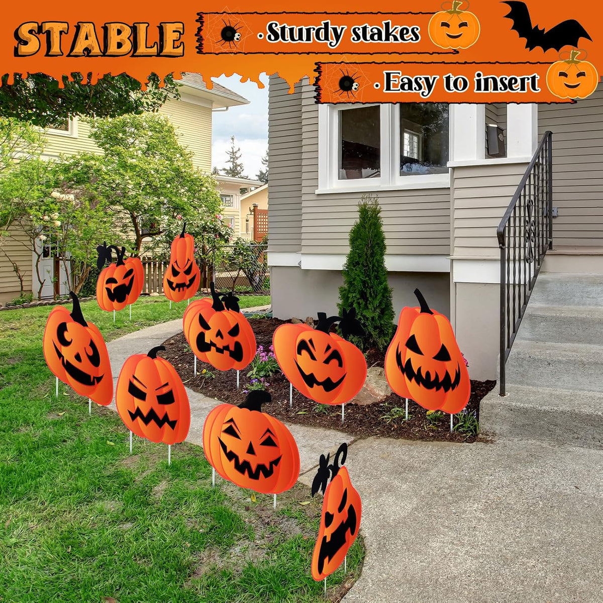 Barydat 12 Pcs Halloween Yard Signs Pumpkin Yard Stakes Decoration Outdoor Decorations with Stakes for Halloween Outdoor Lawn Garden Prop Home Party Decor