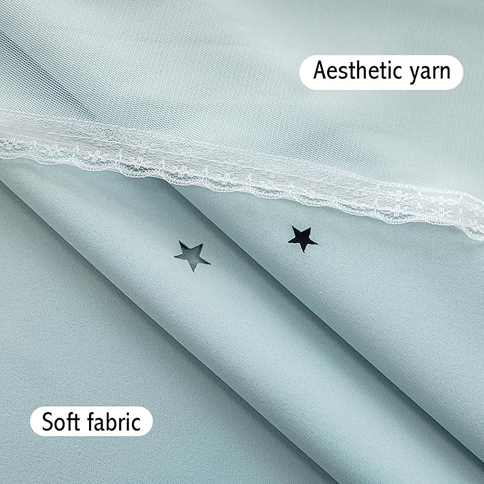 Anytime Romantic Kids Curtain, Hollow-Out Stars Window Curtain Double Layer - Image 8