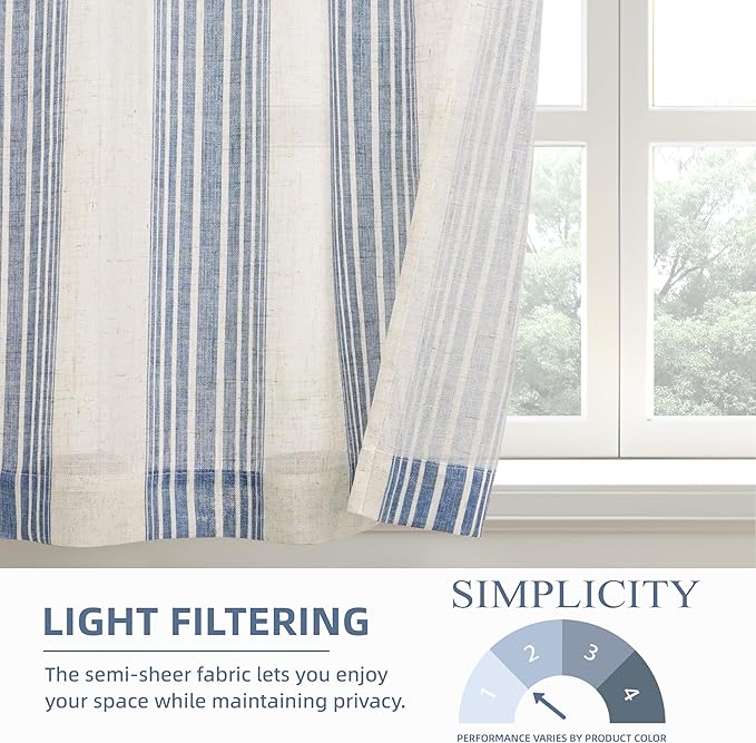 DriftAway Kitchen Curtains Striped Tier Linen Short Pinstripe Cafe Curtains 36 - Image 4