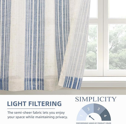DriftAway Kitchen Curtains Striped Tier Linen Short Pinstripe Cafe Curtains 36 - Image 4