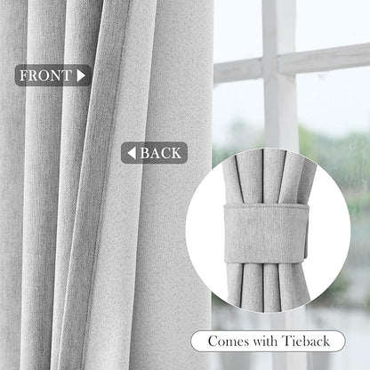 Macochico 100" Wx84 L Apricot Grey Full Blackout Curtains - Image 6