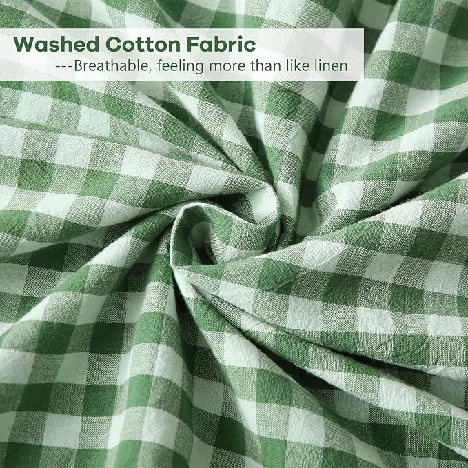 Christmas Green White Plaid Ruffle Gingham Bedding Body Pillow Cover, 100% - Image 6