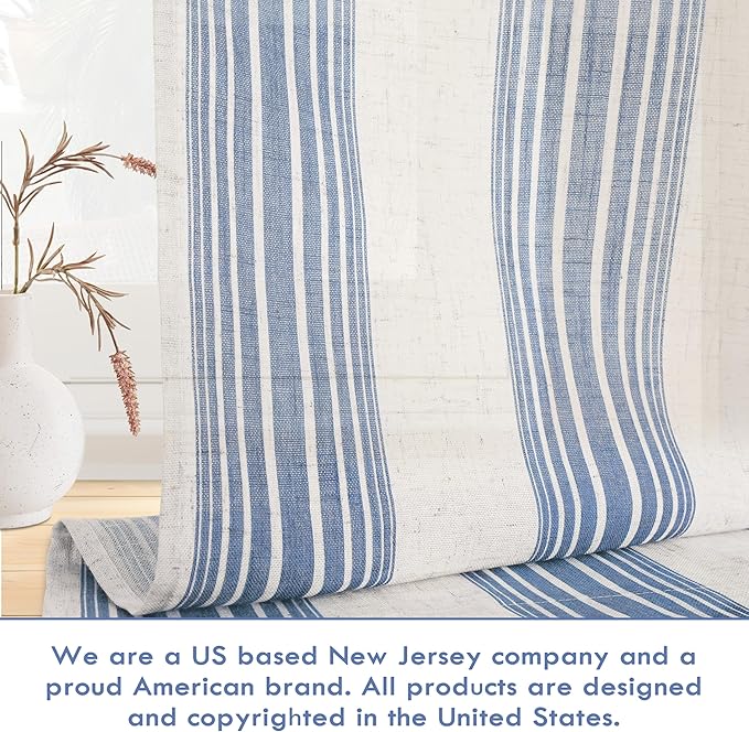 DriftAway Farmhouse Vertical Striped Linen Blend Textured Light Filtering Semi - Image 6