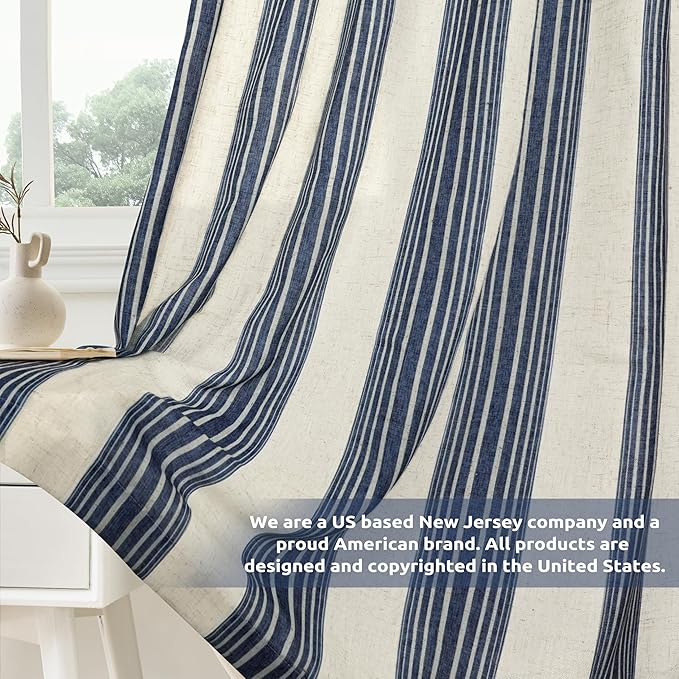 DriftAway Farmhouse Vertical Striped Linen Blend Textured Light Filtering Semi - Image 6