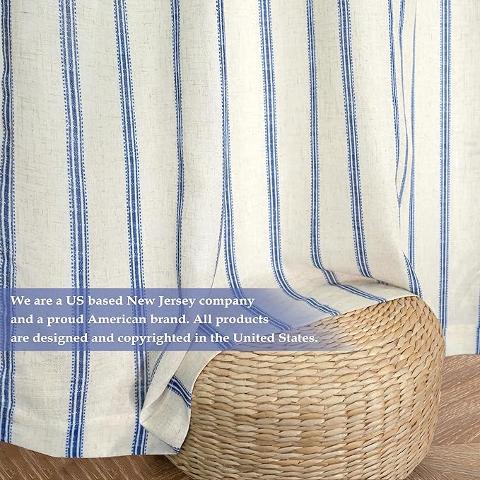 DriftAway Farmhouse Vertical Striped Linen Blend Textured Light Filtering Semi - Image 2