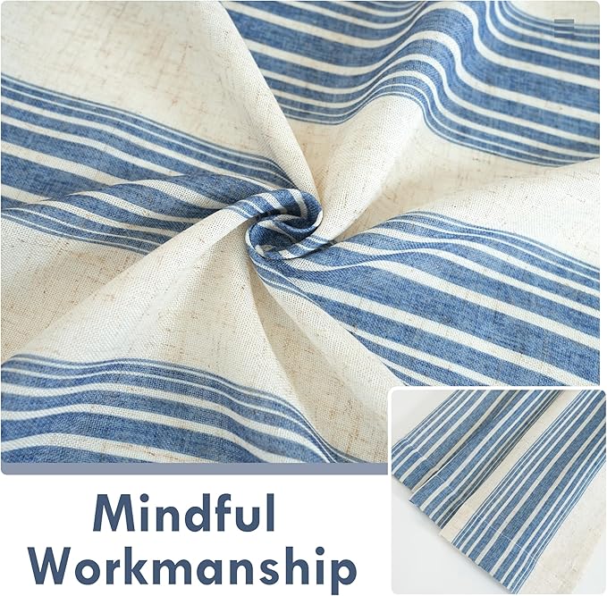 DriftAway Farmhouse Vertical Striped Linen Blend Textured Light Filtering Semi - Image 3