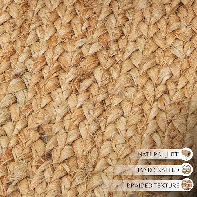 Ramanta Home Hand Woven Jute Braided Rug 4' Round - Image 6
