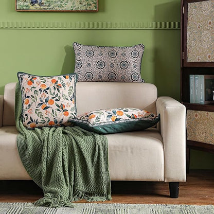 patdrea Designer Throw Pillow Covers Set of 2, Square Green Vintage Rustic Linen - Image 5