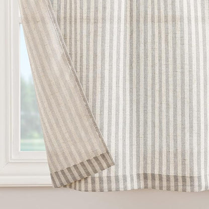 jinchan Tab Top Linen Kitchen Curtains 36 Inches Striped Tier Curtains - Image 8