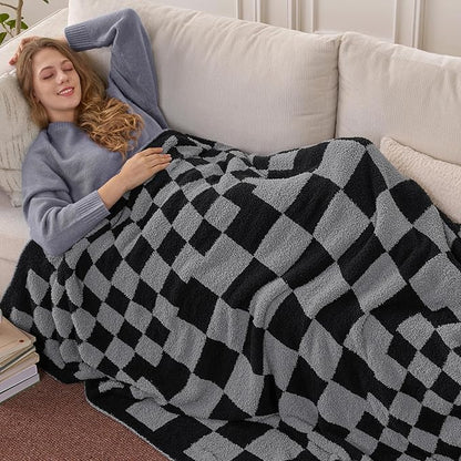 Joiedomi Twin Blanket for Couch Bed, Checkered Knitted Blankets Gifts for Women - Image 3