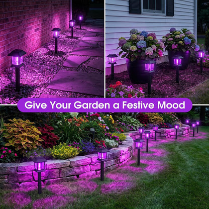 Greluna Solar Lights Outdoor,12 Pack Purple Waterproof Auto On/Off Solar Pathway Lights for Your Garden, Landscape, Path, Yard, Patio, Driveway,Walkway Halloween Decor