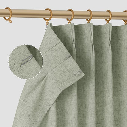 Green Pinch Pleated 90 Inch Curtains 2 Panels - Image 7