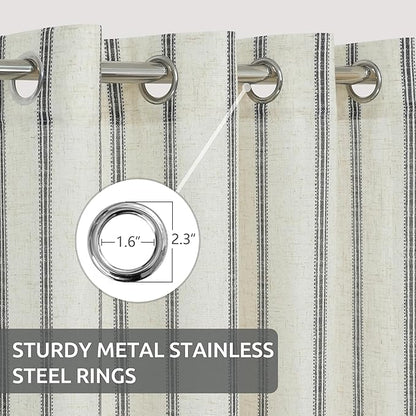 DriftAway Farmhouse Vertical Striped Linen Blend Textured Light Filtering Semi - Image 3