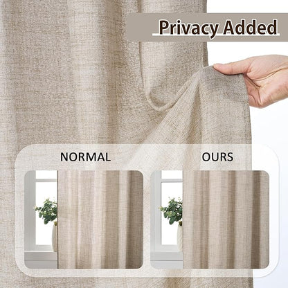 Beige Sheer Pinch Pleated Curtains 105 Inches Long 2 Panels, Back Tab Pleated - Image 4