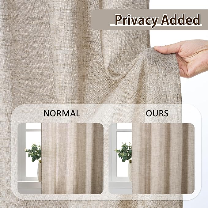 Beige Sheer Pinch Pleated Curtains 100 Inches Long 2 Panels, Back Tab Pleated - Image 4