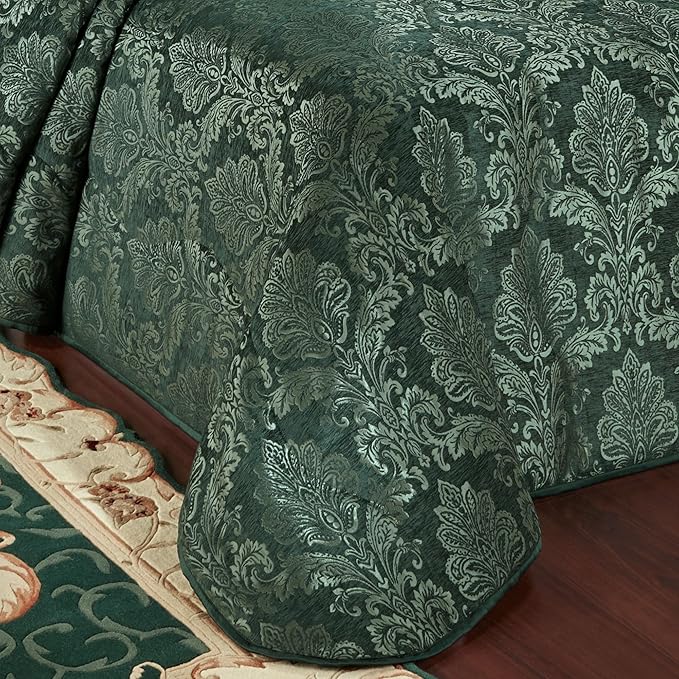 Touch of Class Camelot Luxury Bedding | Emerald Green | Matte Satin Damask on - Image 4