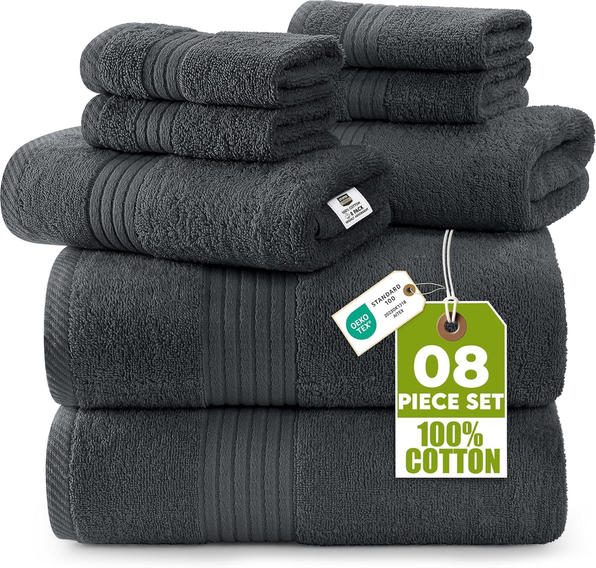 utopia towels 8 piece premium towel set, 2, main product view