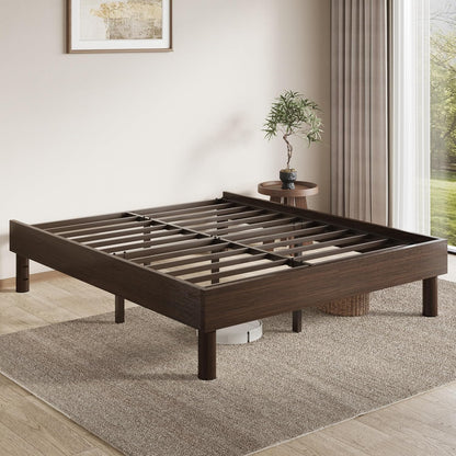 sha cerlin full size wood platform bed, 7.9", front angle view