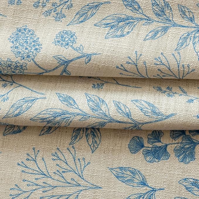 ENJOYBRIDAL Blue Floral Curtains 84 Inch Length 2 Panels Semi Sheer Living Room - Image 7