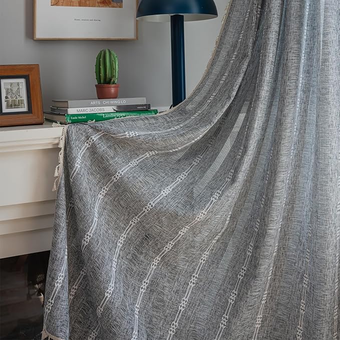 ColorBird Dark Grey Curtains for Bedroom, Linen Darkening Drapes 63 Inch Length by ColorBird