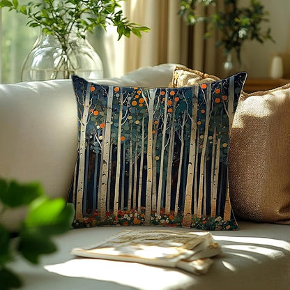 Rustic William Morris Inspired Autumn Forest Decor Pillow Covers 18x18 - Image 3