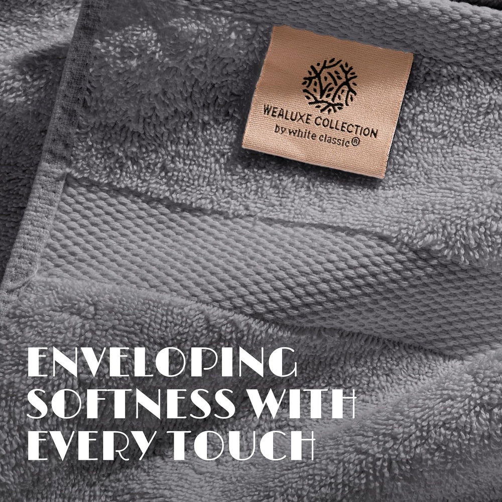 Wealuxe Gray Bath Towels 22x44 - 6 Pack, Extra Absorbent Ring-Spun Cotton