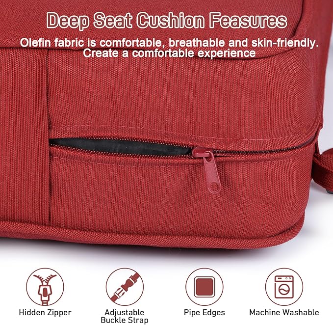 Aoodor Outdoor Chair Cushion, 23 x 26 Inch Water-Resistant, Fade-Resistant - Image 4