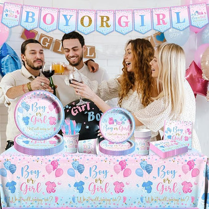 Gender Reveal Tableware 142Pcs-Gender Reveal Decorations Blue and Pink Star - Image 5