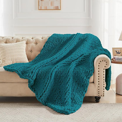 Carriediosa Chunky Knit Throw Blanket 60" X 80" Twin, 100% Hand Made Large - Image 6