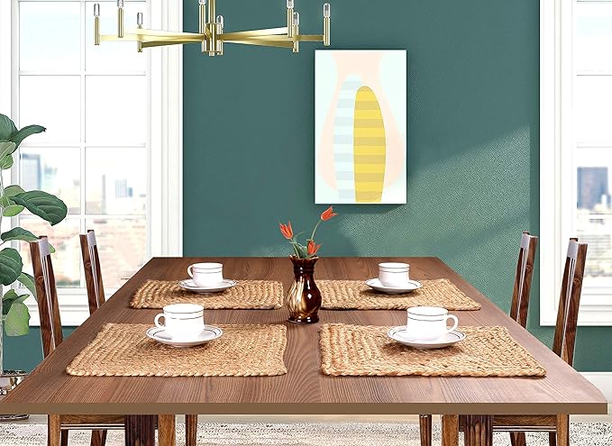 GLAMBURG Jute Braided Placemats Set of 4 Reversible, 100% Jute, Nonslip 13x13 - Image 3