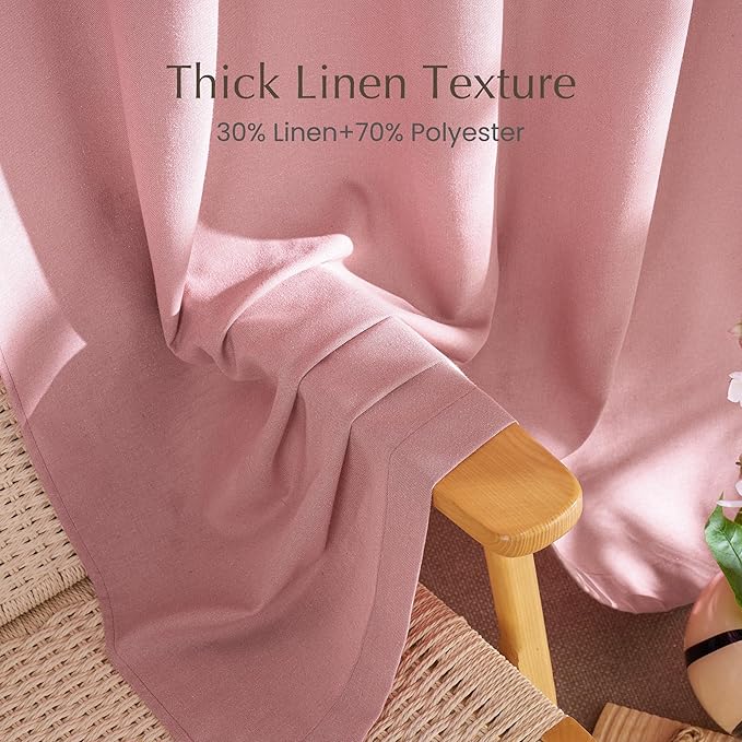 NICETOWN Thick Linen Pink Curtains - Image 5